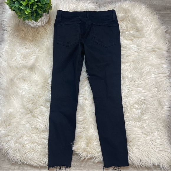 Frame Denim Le Skinny De Jeanne in Empire‎ Distressed Raw Hem Jean Black Size 27 - Picture 10 of 12